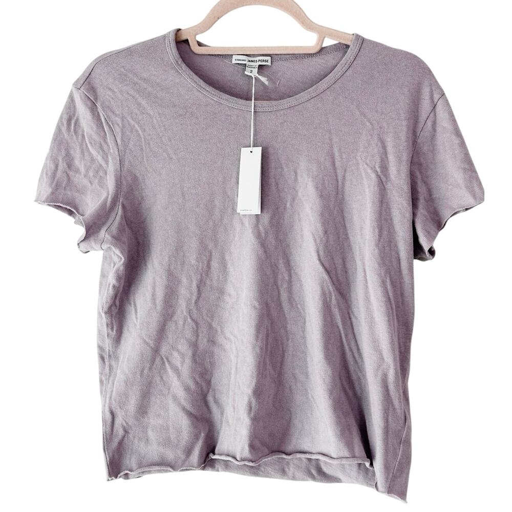STANDARD JAMES PERSE Revolve Minimalist Slub Jersey Shrunken Tee - Sz 1 (M) NWT
